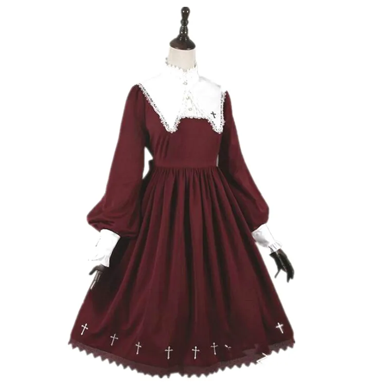 Женское платье в стиле ретро готическое кружевное с высокой талией и пышными