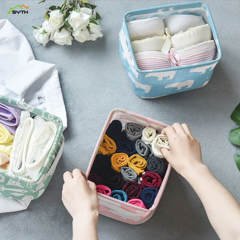 Складная корзина для хранения мелочей с милым принтом косметический контейнер