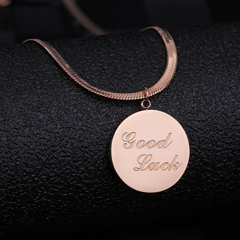 

MEYRROYU Stainless Steel Gold Color Letter Coin Pendant Necklace For Women 2021 Trendy Party Gift Fashion Jewelry collares para