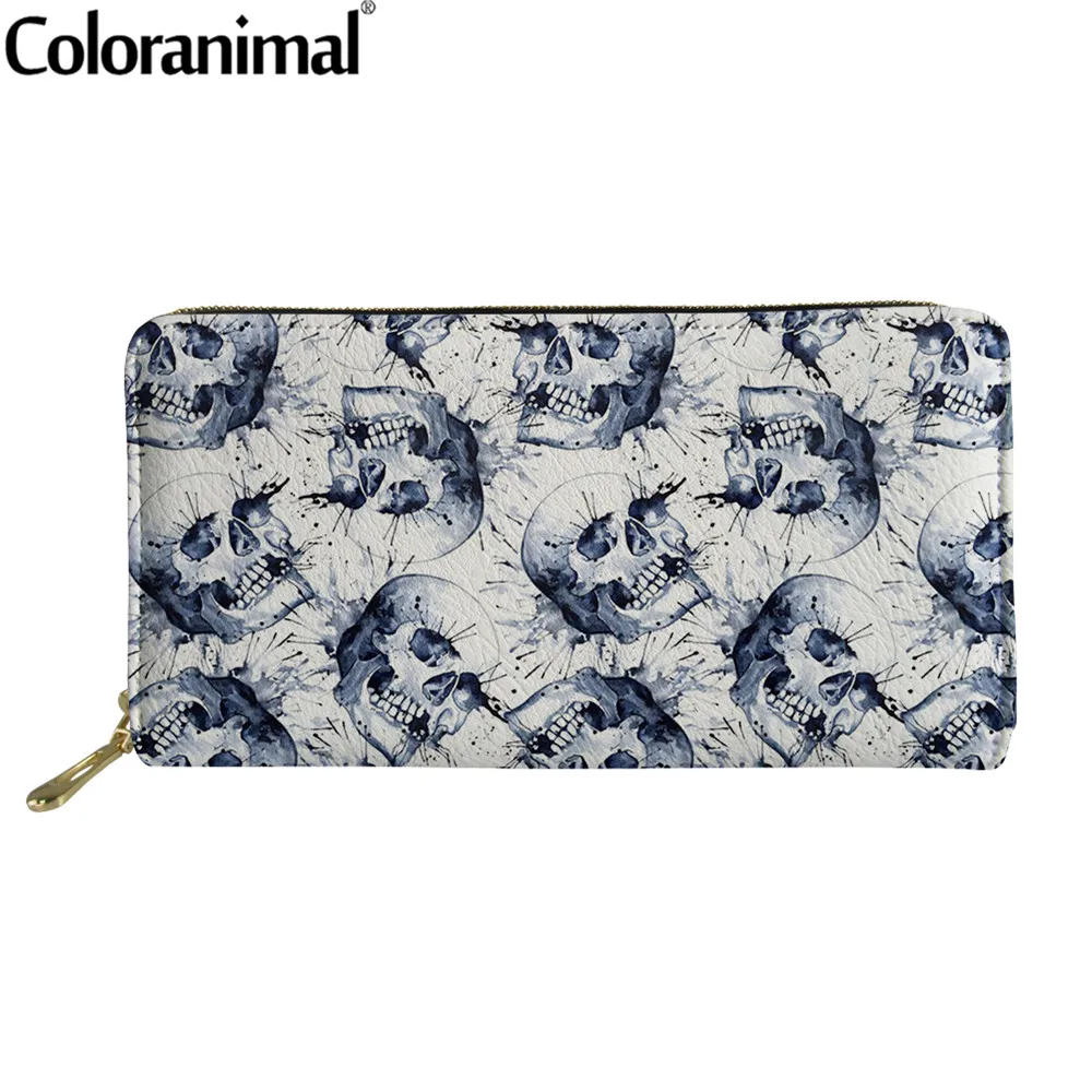 Coloranimal Мода с рисунком черепа клатч кошелек из PU искусственного материала (PU) Femme