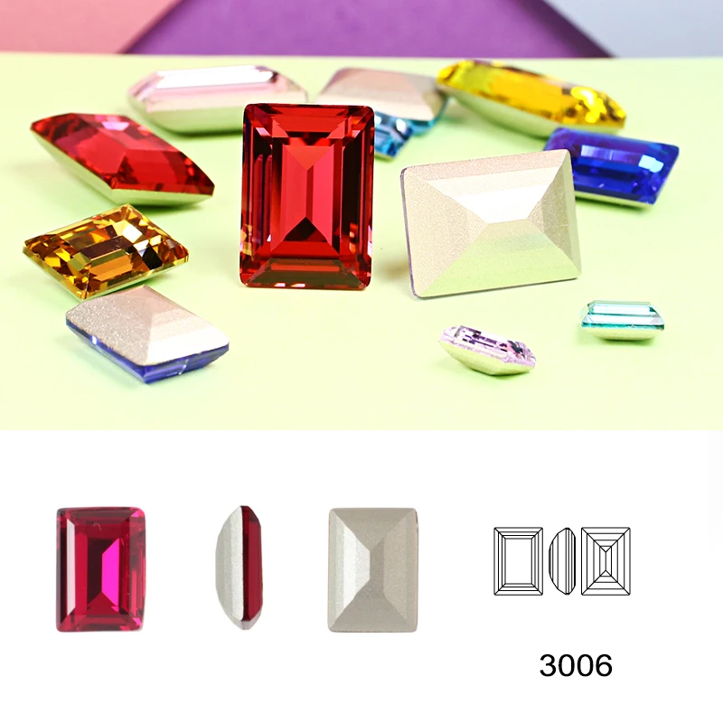 

Rectangle K9 Glass Stone Glitter Gems Crystal Rhinestone Nail Decorations Crafts For Clothes DIY Sewing Beads For Jewelry Gift