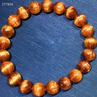 genuine natural copper rutilated quartz bracelet brazil 9 5mm clear round beads women men cat eye wealthy aaaaaaa