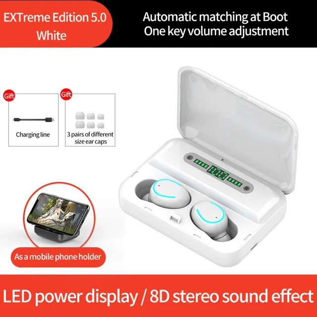 

Earbuds New F9-5 Wireless Headphones TWS Bluetooth 5.0 Headset 9D Stereo Mini Waterproof Earphones With Microphone Charging Case