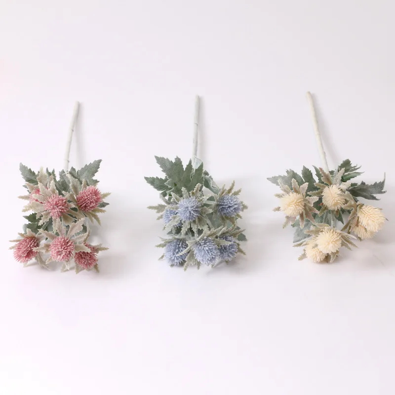 

1pc 6 Heads Thorn Celery European Style Hair-Planting Plastic Simulation Plants For Home Wedding Decoration Potted Flower Arrang