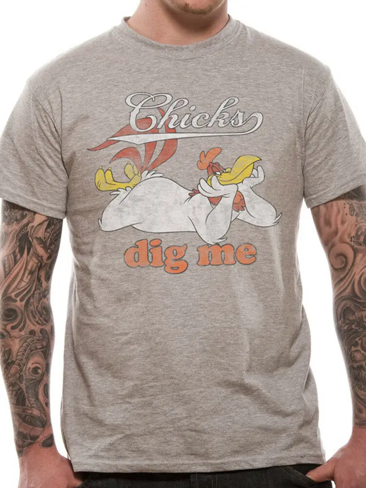 

Foghorn Leghorn Chicks Dig Me Official Looney Tunes Space Jam Grey Mens T-shirt