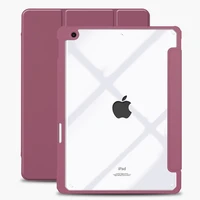 transparent hard bottom soft edges tablet case magnetic folding stand cover with pencil slot for ipad air4 10 9 pro 11 2020 2021