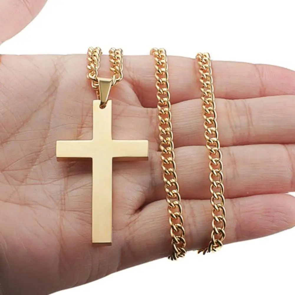 

Мужской крест из титановой стали Christian D8W0, кулон на цепочке с гладкой подвеской, черный/золотой/серебряный цвет, одинарное и большое ювелирн...