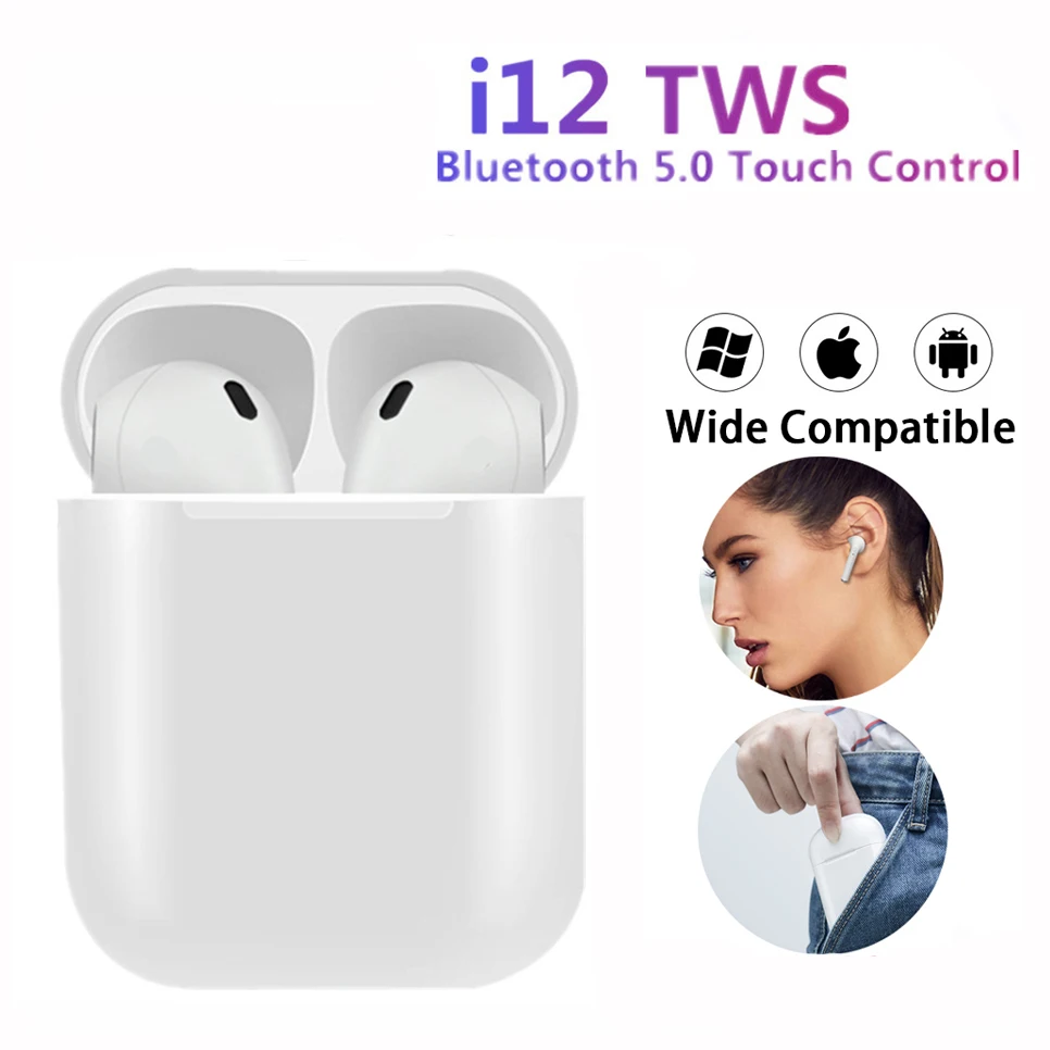Оригинальные беспроводные наушники i12 TWS 2019 мини Bluetooth 5 0 для iPhone samsung xiaomi huawei PK i10 i11