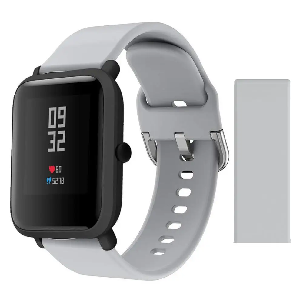 gray Силиконовый ремешок для часов amazfit ремешок Bip Band 20 мм ремешок galaxy Watch active/Garmin vivoactive 3 - Цвет ремешка: gray