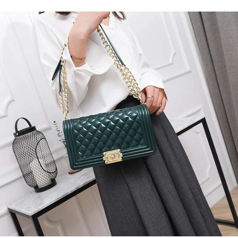 

Women's Handbags Smooth Tide Brand Jelly Bag Handbags 2021 New Messenger Bag Fashion Rhombus Chain Small Fragrance Trend