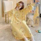 Женская Осенняя ночная рубашка с круглым вырезом и длинным рукавом