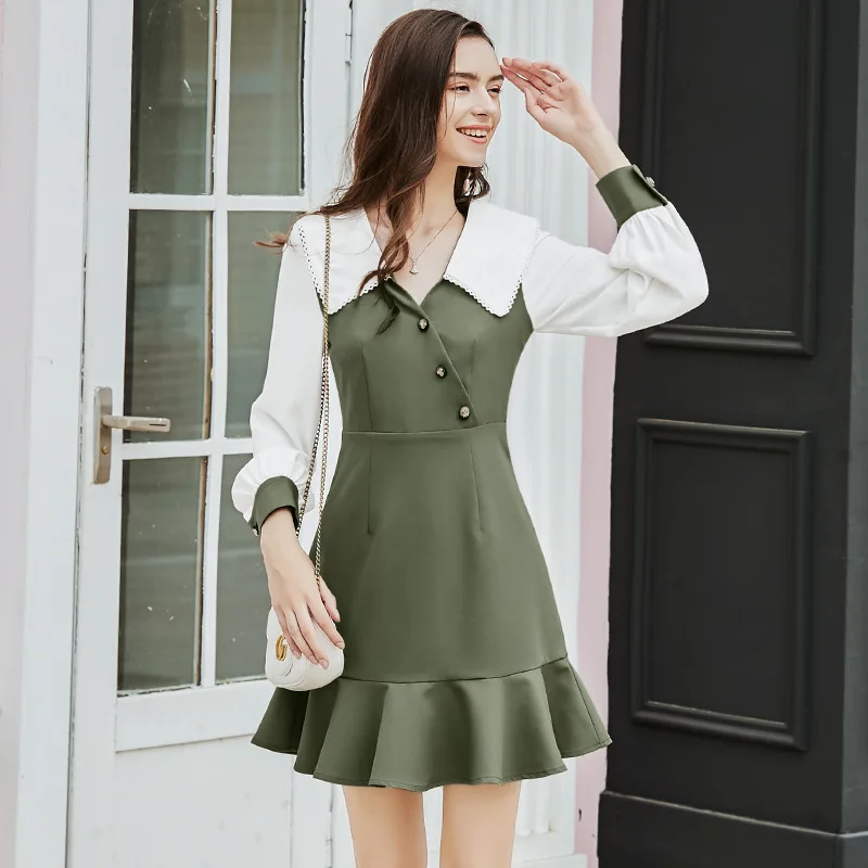 Новинка 2020 Женская юбка в британском ретро стиле весеннее платье с вышивкой виде