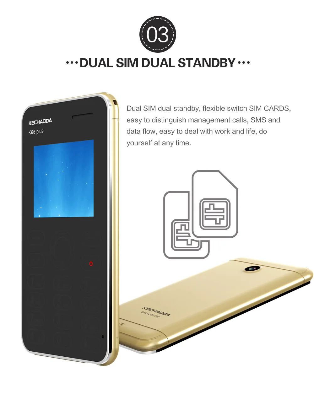 Sper тонкий карточный телефон Blueteach KECHAODA Monblie K66PLUS 1 8 &quotMTK6261DA 32MB 400mAh Dul Sim режим