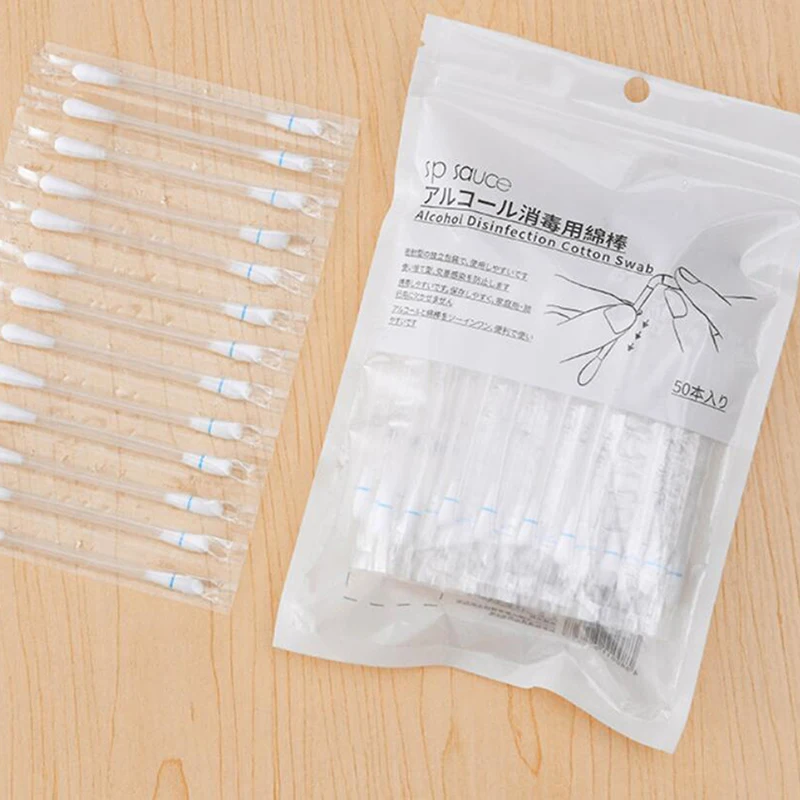 

50pcs / set Disposable Medical Alcohol Stick Disinfected Cotton Swab Emergency Care Sanitary Women Cotton Swabs Tip For human