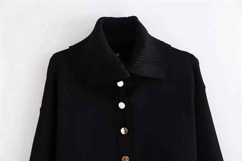 

Streetwear Women Turtleneck Sweaters 2020 Fashion Ladies Solid Knitted Coats Elegant Female Chic Puff Sleeve Button Cardigans