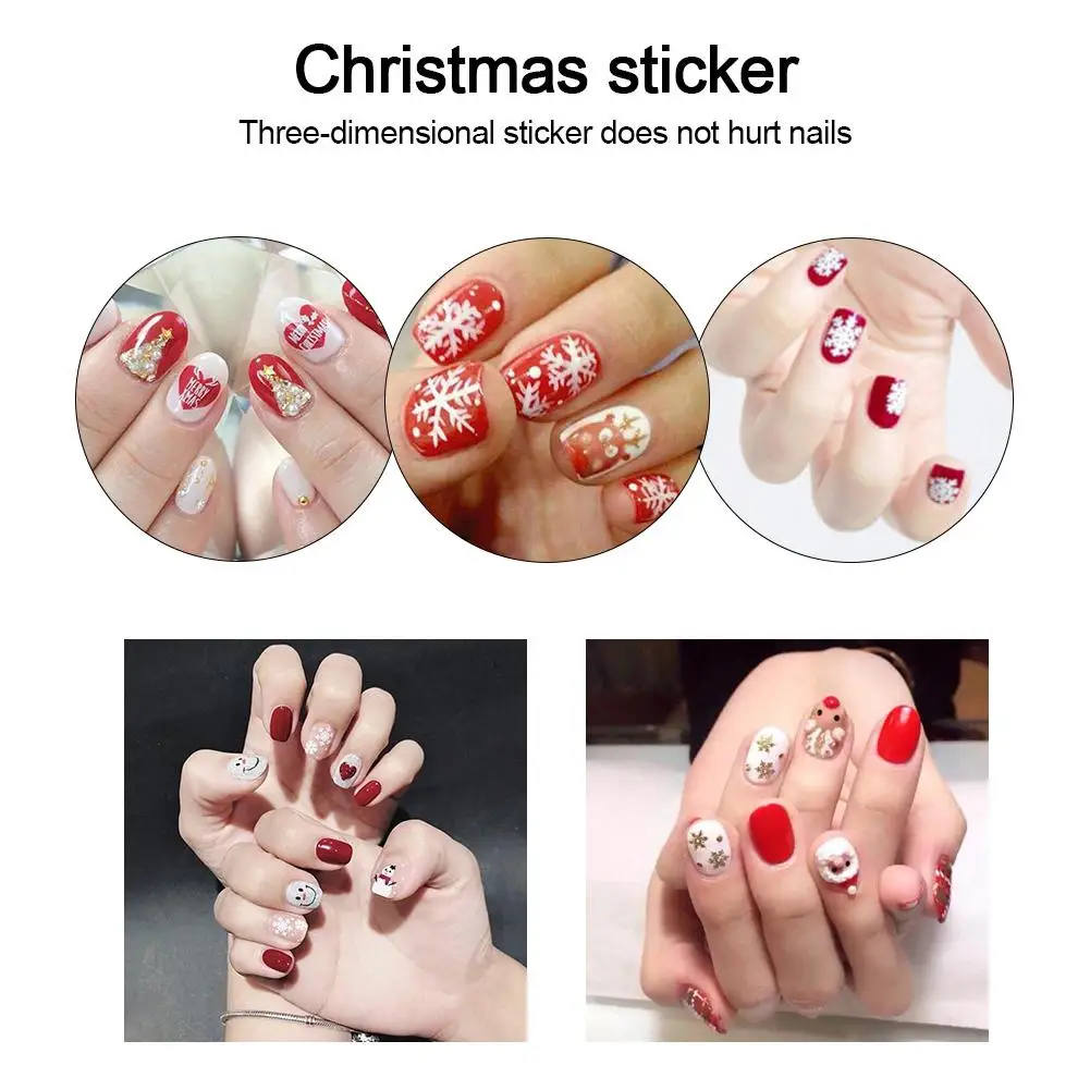 Рождественский стикер для маникюра 3D серия с рисунком из мультфильма Снежинка