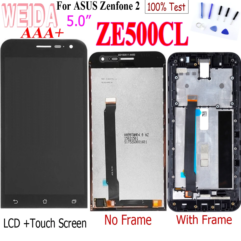 ЖК-дисплей 5 0 дюйма для ASUS Zenfone 2 ZE500CL Z00D с рамкой и дигитайзером сменный сенсорный