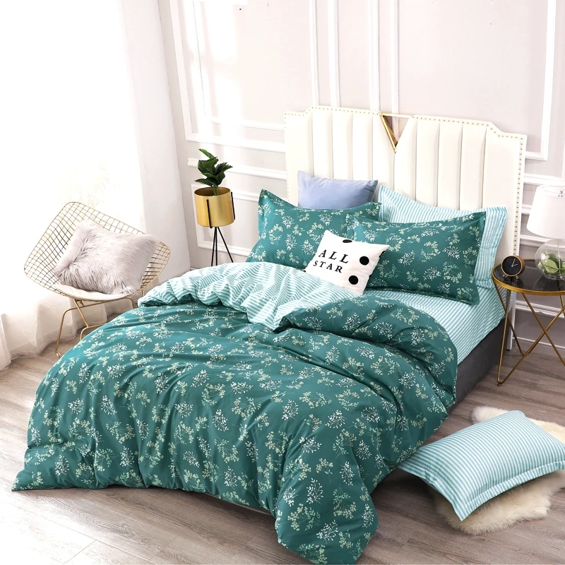 

Simple Style Floral Bedding Set Soft Comfortable Bedclothes Pillowcase Fitted Sheet Japanes Size Adults Duvet Cover Set for Home