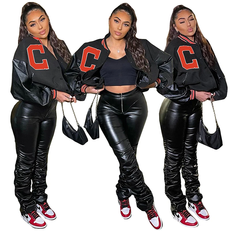 

Autumn Women Casual Printed Jacket Baseball Uniform