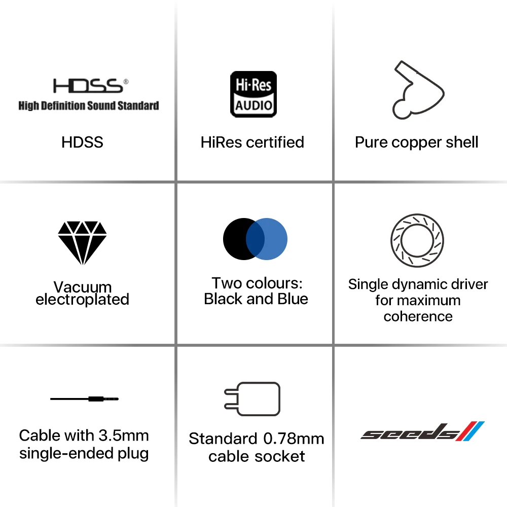 Cena HiBy Seeds II Słuchawki Stereofoniczne HIFI IEM Pojedynczy Dynamiczny Sterownik Hi-res HDSS Z 3.5mm Terminalem 0.78mm 2pins Odłączany Kabel