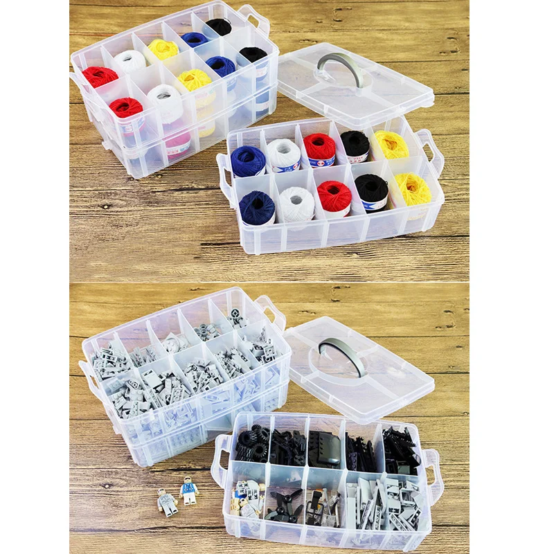 16/30 слотов 3 яруса пластиковые ювелирные украшения для макияжа коробка хранения