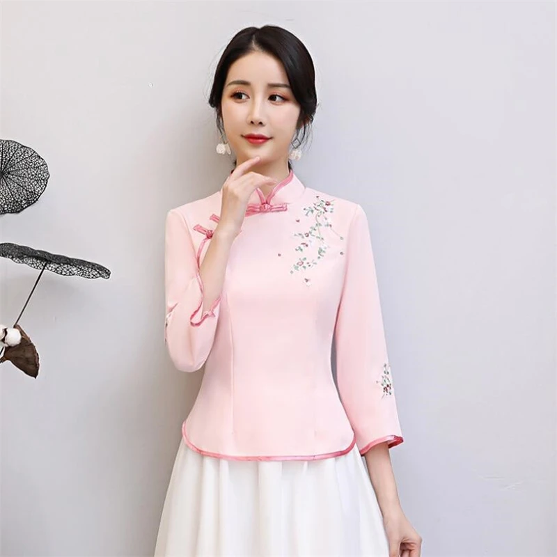 2020 рубашка с цветочной вышивкой + юбка qipao Костюм для женщин Современная