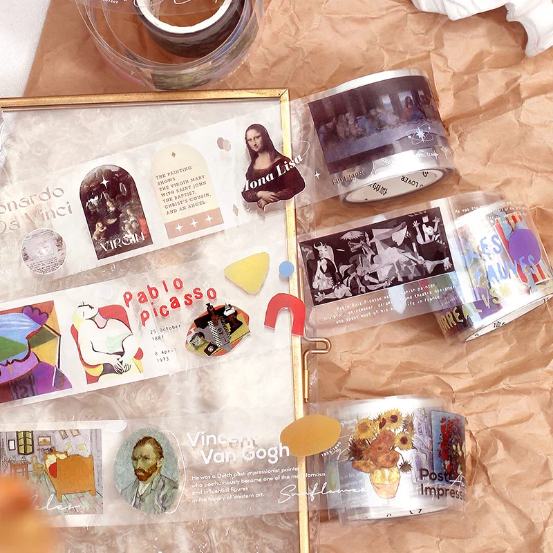 

30mm*3m PET tape Sticker Art gallery Van Gogh Monet Picasso Masking tape Decorative Diary Album Scrapbooking
