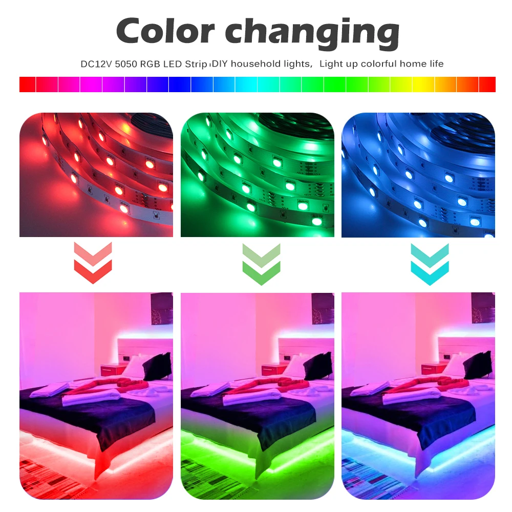 Цветная (RGB) Светодиодные ленты светильник 5050 гибкая лента Водонепроницаемый RGB