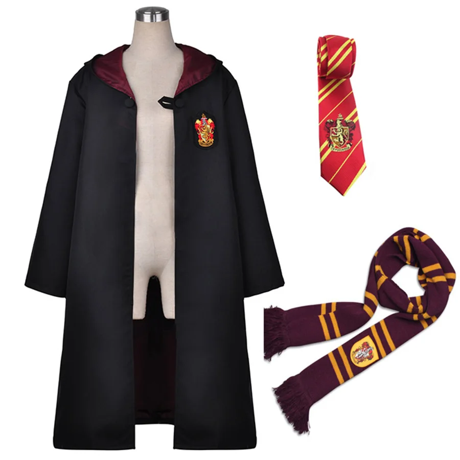 Gryffindor-A Хогвартс Поттер халат Hufflepuff Ravenclaw Гриффиндор Слизерин Поттер костюмы накидка плащ галстук шарф Гермиона Рождественский подарок - Цвет: Gryffindor-A