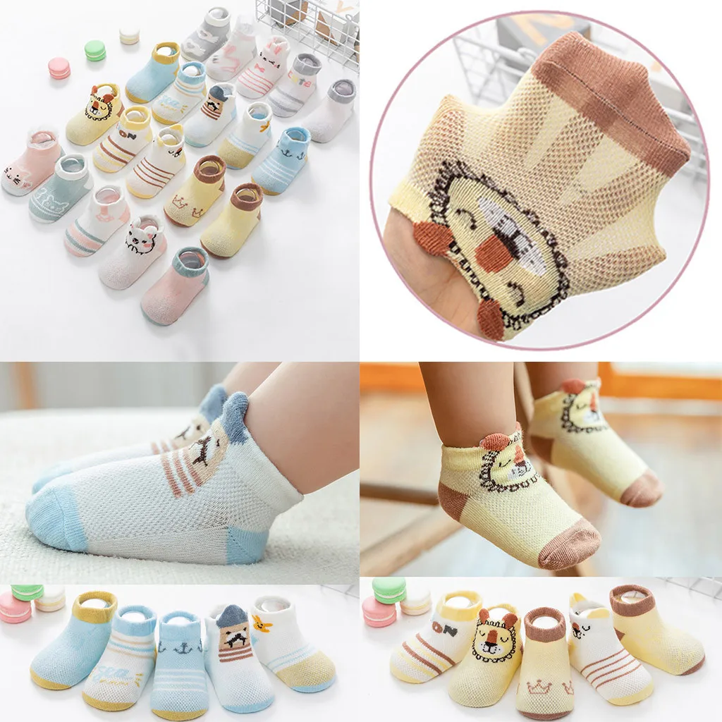 

5pairs/lot Newborn Baby Socks Kids Infant Baby Boys Girls Breathable Cute Cartoon Animals Anti-slip 5 Pairs Socks Носки Детские