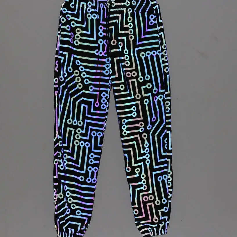 

Womens Sweatpant Flash Reflective Pants Joggers Female Hip Hop Dance Show Party Night Autumn Baggy Print Trousers Plus Size 3xl