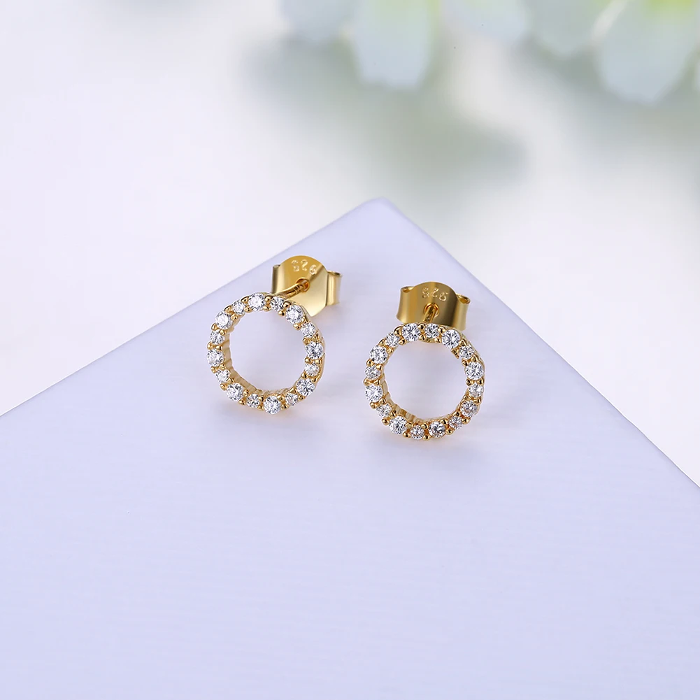

ZEMIOR 925 Sterling Silver Earrings Women Trendy Cubic Zirconia Circle stud Earring Female Fine Jewelry Wedding Engagement Gift