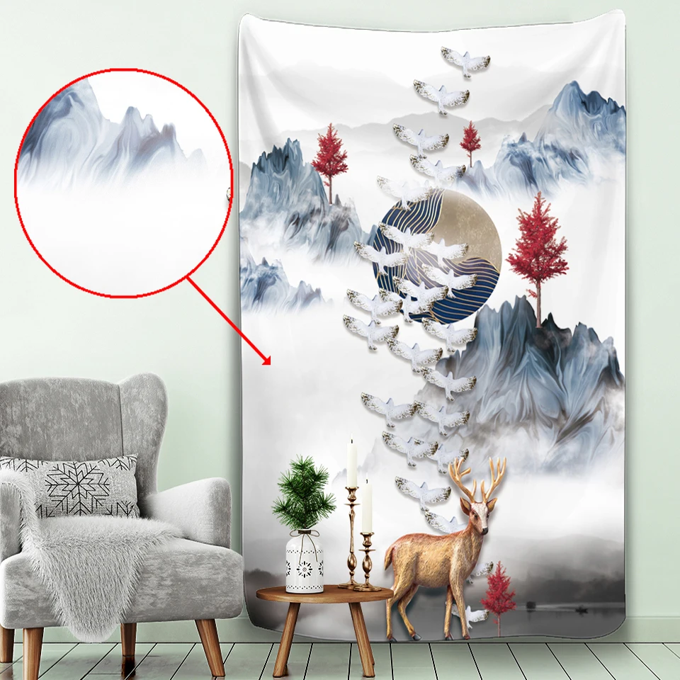 Красивый декоративный гобелен с птицами благоприятный пейзаж Настенная ткань