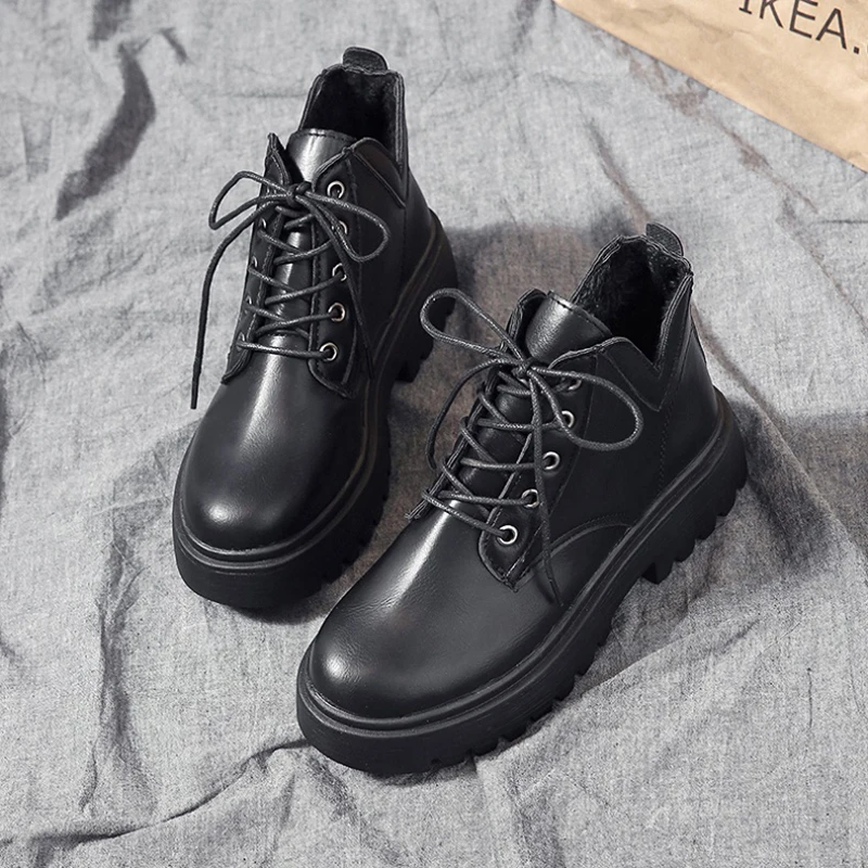 Корейские женские ботинки на шнуровке для верховой езды V-образный вырез
