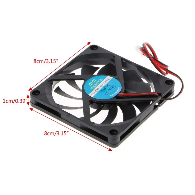 

24V 2-Pin 80x80x10mm PC Computer CPU System Heatsink Brushless Cooling Fan 8010