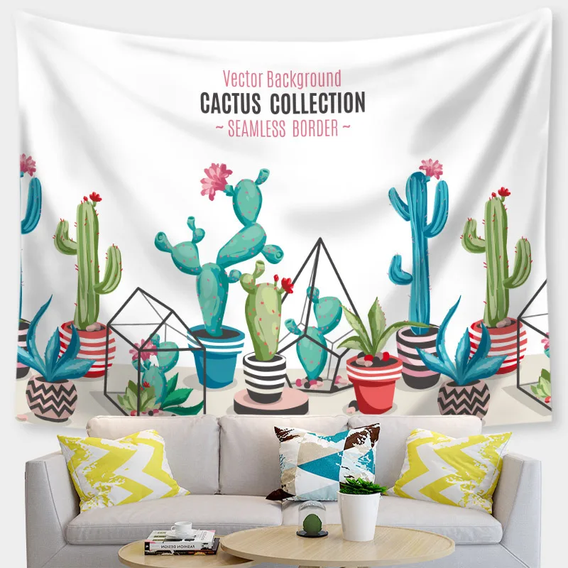 Богемный гобелен Зеленый Кактус суккуленты пейзаж макраме настенные гобелены