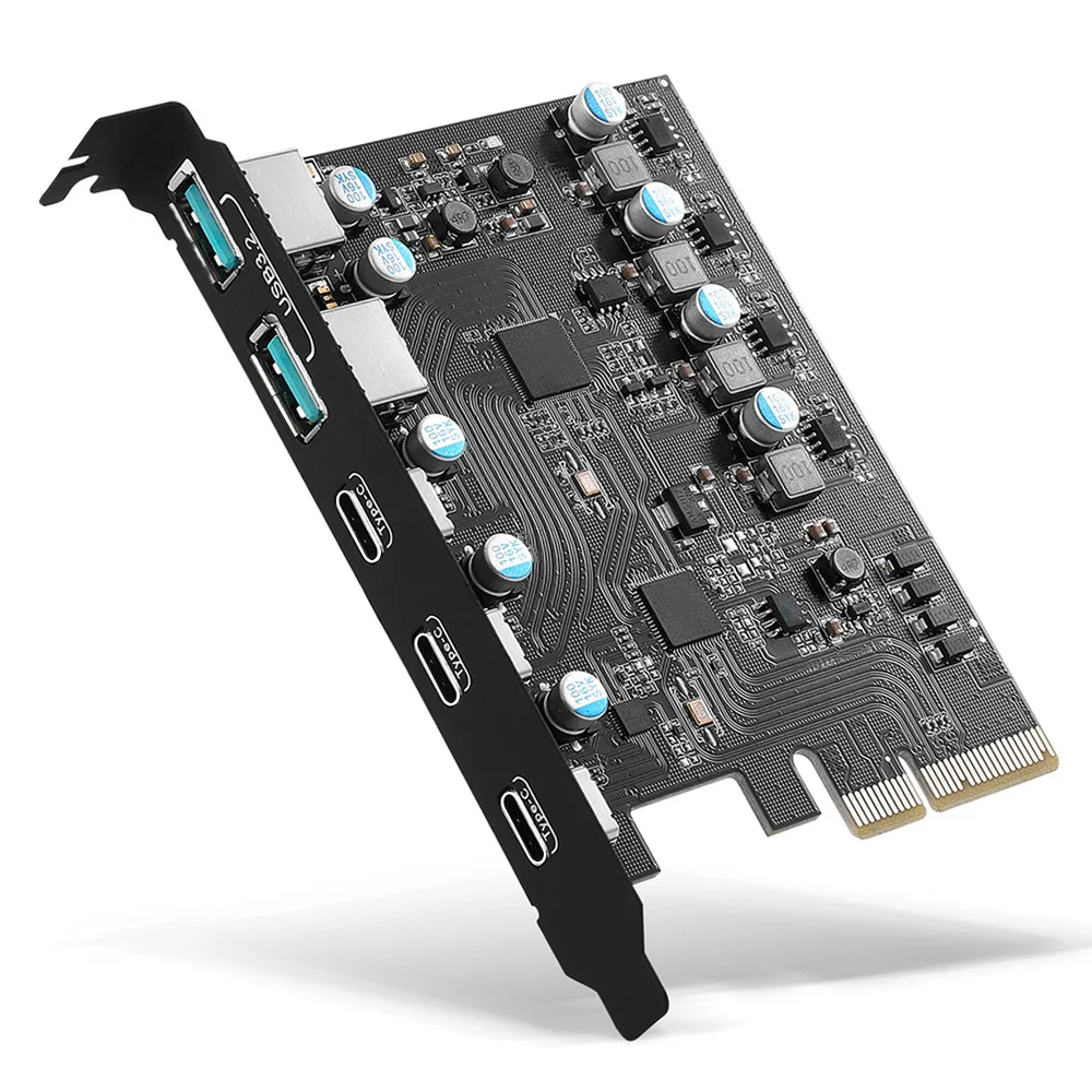 PCI-e USB 3 2 карта 20 Гбит/с Gen с 5 портами (USB-A -USB-C) Суперскоростной разветвитель-адаптер