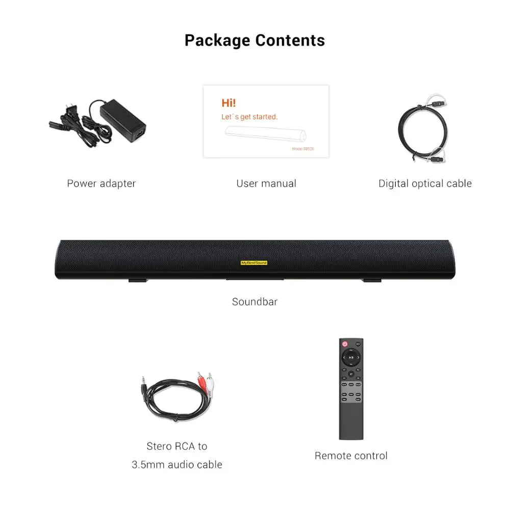 

100W Home Theater Sound System 2.0 Soundbar TV Bluetooth Speaker Support Optical AUX Sound-Bar With Subwoofer For TV With Remote