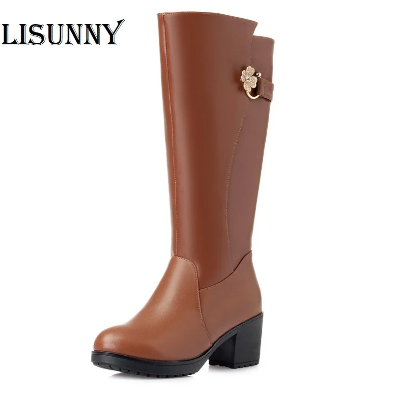 Новинка 2020 женские длинные сапоги из натуральной кожи толстые теплые пикантные