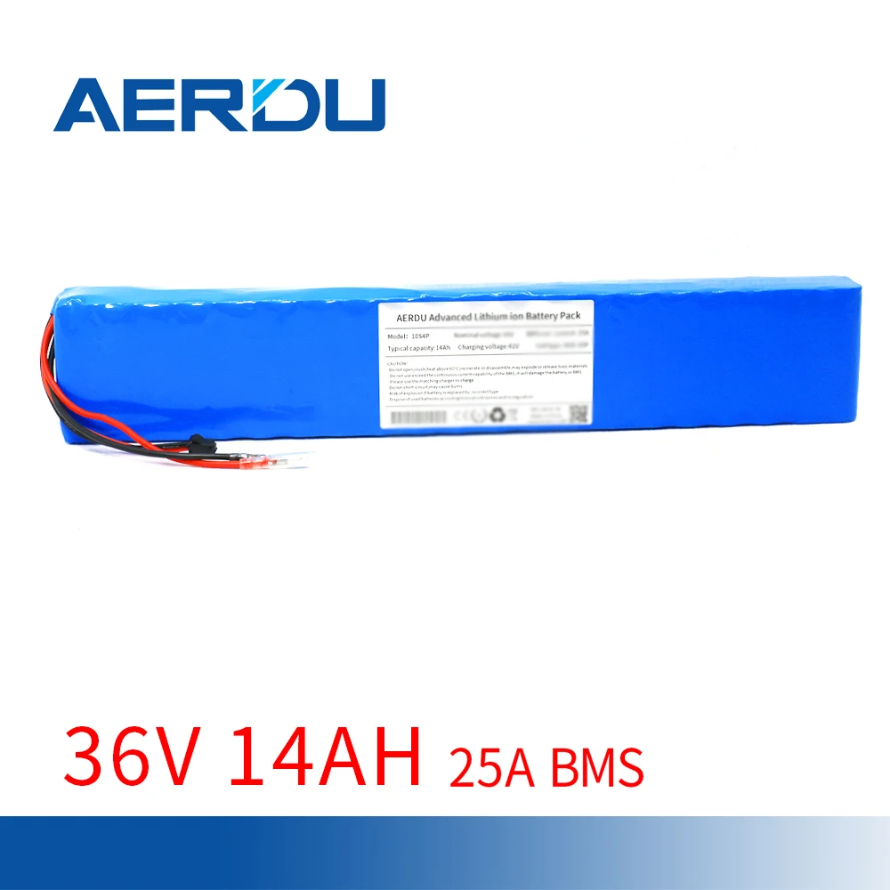 

AERDU 36V 14Ah 10S4P 3500mAh 600W 18650 Li-Ion Battery Pack High Power&capacity Built-in Bms for 37V Electric Bicycle Scooter