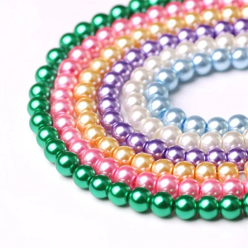 

Wholesale High Quality Multicolor 4 6 8 10 12 14mm Glass Beads Imitation Pearl Bead Round Beads For Making DIY Bracelet Necklace
