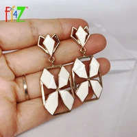 f j4z new womens enamel earrings vintage hollow geometric dangle earrings for party multi color brincos bijoux dropship