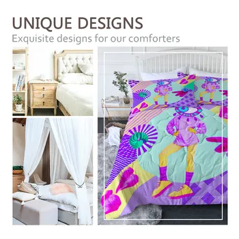 BeddingOutlet Weirdo Thin Quilt Set 3D Printed Air-conditioning Comforter Cartoon One-eyed Bed Cover Absurd Summer Blanket 3pcs 6