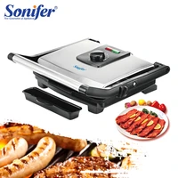 Electric Contact Grill BBQ Griddle And Panini Press Kitchen Barbecue Griddle Smokeless Baking Opens 180 Degree Barbecue Sonifer