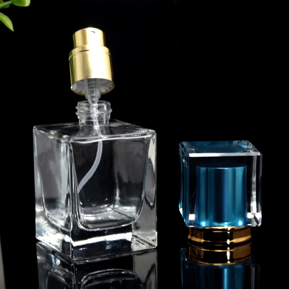 30 мл портативный квадратный прозрачный многоразовый стеклянный флакон для