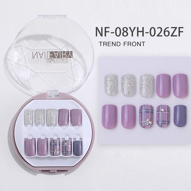 30PCS Artificial Short Fake Nails Set Designed with Box False Nails Press On Nail Tips Decoration for Manicure False Nails