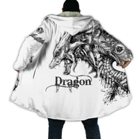 winter fashion mens hooded cloak dungeon dragon tattoo 3d printing thick fleece wind breaker unisex casual warm hood cloak dp05