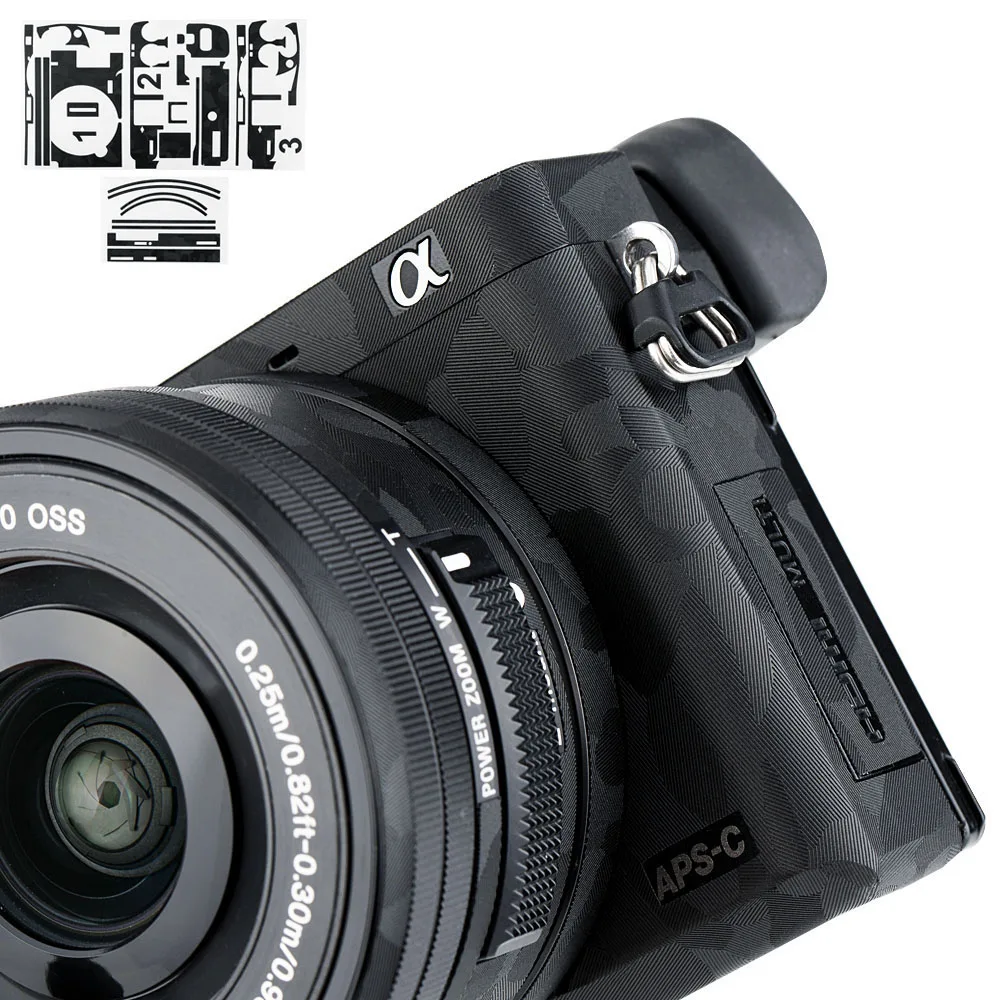 Анти-Царапины Камера тела крышка защитная пленка комплект для sony A6000+ 16-50 мм SELP1650 объектив кожи 3M наклейки Тень черный камуфляж