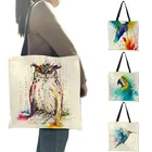 Женские сумки на плечо с креативным рисунком, практичные экологически чистые льняные тоуты для офиса с акварельным рисунком птицы, совы, стрекозы
