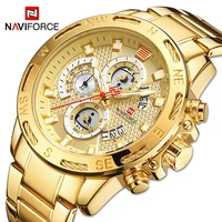 naviforce men quartz wristwatches fashion business with 24 hours clock stainless steel shock resistant chronograph mens watches